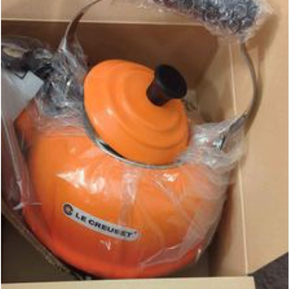 Le Cruset Orange Metal Tea Kettle